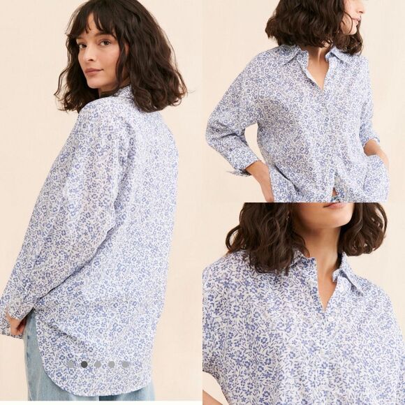 ANTHROPOLOGIE | Capistrano Ashley Buttondown Shirt | Blue Floral Print | Medium - Picture 4 of 10